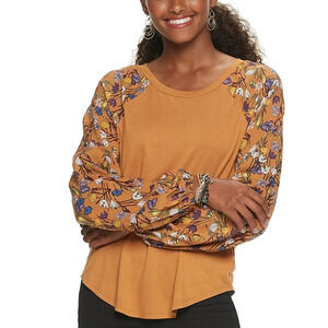 Love, Fire Long Sleeve Printed Woven Long Sleeve Top Size Junior's XL